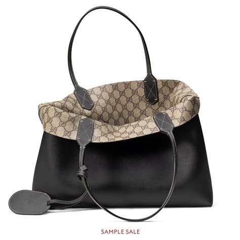 gucci black leather tote|leather shopper tote gucci.